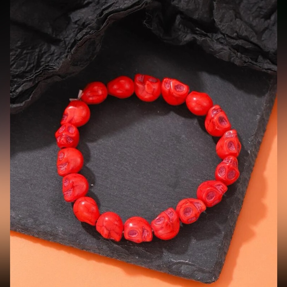 ๐ Awesome Colorful Skeleton Skull Beaded Bracelet ๐
